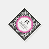 カスタム第18誕生日ナプキンピンクブラックダマスク スタンダードカクテルナプキン (角)