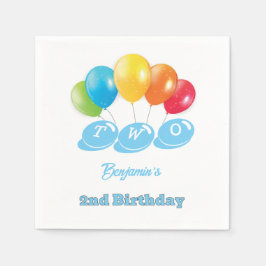 カスタム第2回誕生日ベビーブルーボーイズネームパーティー スタンダードカクテルナプキン