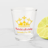 カスタム第21回誕生日ショットグラスとゴールデンクラウン ショットグラス (正面)