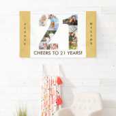 カスタム第21回誕生日パーティーニュートラルフォトコラージュ 横断幕 (インサイチュ)