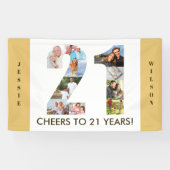 カスタム第21回誕生日パーティーニュートラルフォトコラージュ 横断幕 (横)