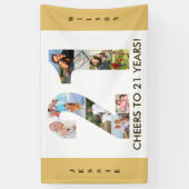 カスタム第21回誕生日パーティーニュートラルフォトコラージュ 横断幕 (縦)