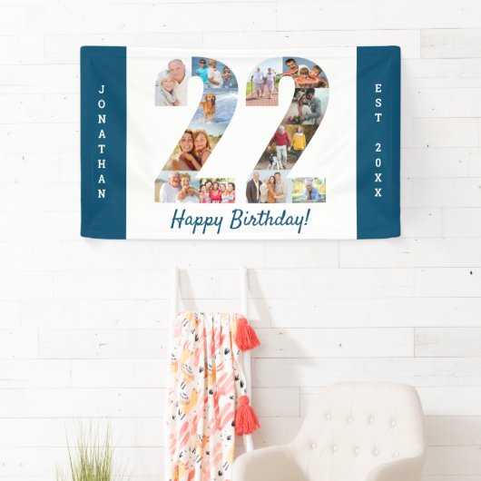 カスタム第22回誕生日パーティフォトコラージバナー 横断幕 (インサイチュ)