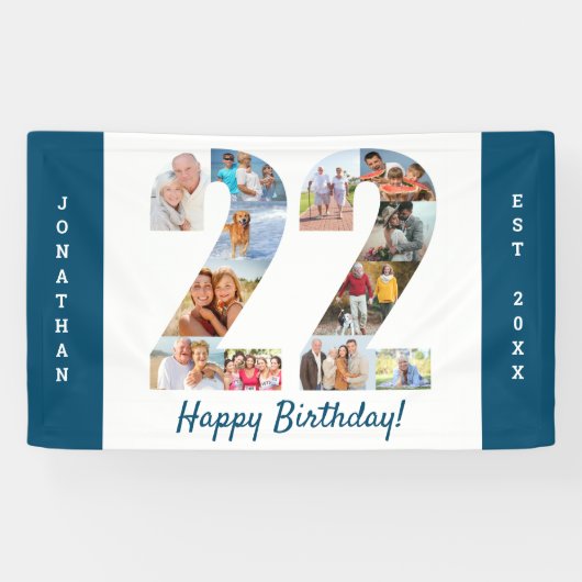 カスタム第22回誕生日パーティフォトコラージバナー 横断幕 (横)