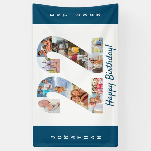 カスタム第22回誕生日パーティフォトコラージバナー 横断幕 (縦)