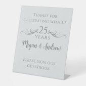 カスタム第25回結婚記念ゲストブックサイン 台座サイン (正面)