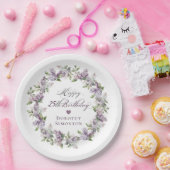 カスタム第25誕生日パープル薄紫春花 ペーパープレート (パーティー)