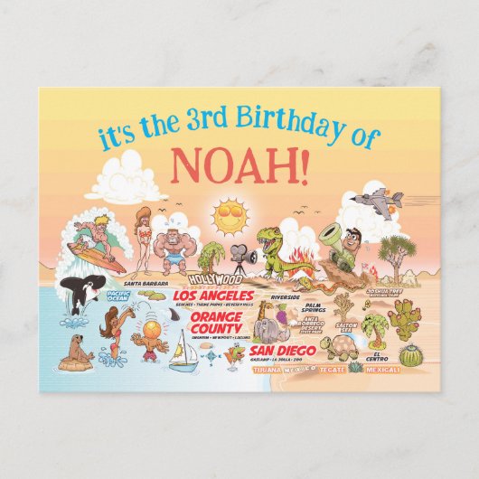カスタム第3回SoCal誕生日 インビテーションポストカード (正面)