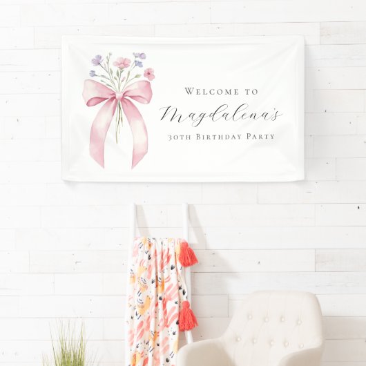 カスタム第30回誕生日バナーボウワイルドフラワー 横断幕 (インサイチュ)