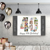 カスタム第40回誕生日パーティーフォトコラージュ 横断幕