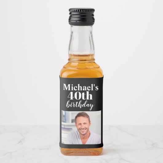 カスタム第40回誕生日パーティーミニ酒好きラベル リキュールボトルラベル (正面)