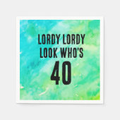 カスタム第40回誕生日水彩絞り染め スタンダードカクテルナプキン (正面)