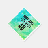 カスタム第40回誕生日水彩絞り染め スタンダードカクテルナプキン (角)