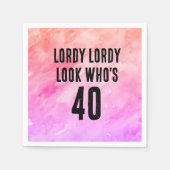 カスタム第40回誕生日水彩絞り染め スタンダードカクテルナプキン (正面)