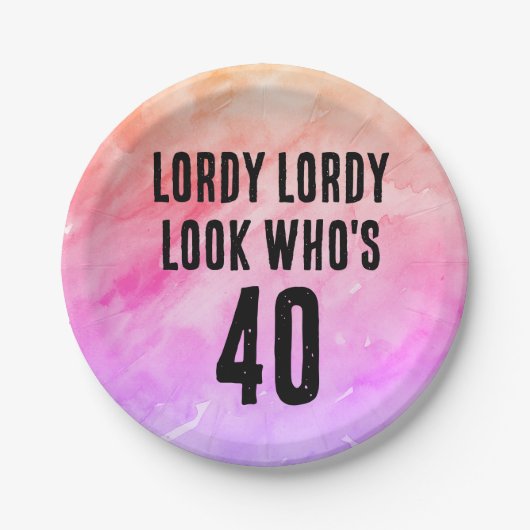 カスタム第40回誕生日水彩絞り染め ペーパープレート (正面)