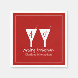 カスタム第40回Rubyの結婚記念日ガラス スタンダードカクテルナプキン