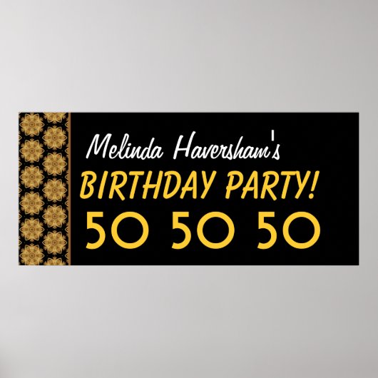 カスタム第50回誕生日パーティーまたは任意の年間金ゴールドスター ポスター (正面)