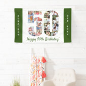 カスタム第50回誕生日パーティー写真コラージュ 横断幕 (インサイチュ)