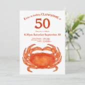 カスタム第50誕生日水カラガニシーフードパン 招待状 (スタンド正面)
