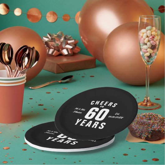 カスタム第60の結婚記念日のパーティー ペーパープレート (複数)