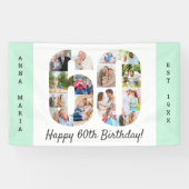 カスタム第60回誕生日パーティー写真コラージミント 横断幕 (横)