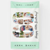 カスタム第60回誕生日パーティー写真コラージミント 横断幕 (縦)