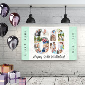 カスタム第60回誕生日パーティー写真コラージミント 横断幕