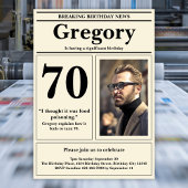 カスタム第70回誕生日おもしろい引用文レトロ新聞 招待状