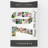 カスタム第70回誕生日パーティー写真コラージュ 横断幕 (縦)