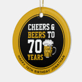 カスタム第70回誕生日応援とビールから70年 セラミックオーナメント (左)