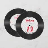 カスタム第70誕生日レトロ音楽レコードロッキング 招待状 (正面/裏面)