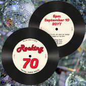 カスタム第70誕生日レトロ音楽レコードロッキング 招待状