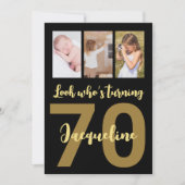 カスタム第70誕生日金ゴールドモダンコラージュ 招待状 (正面)