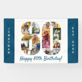 カスタム第80回誕生日パーティー写真コラージュ 横断幕 (横)