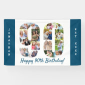 カスタム第90回バースデーパーティー写真コラージュ 横断幕 (横)