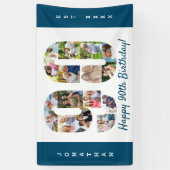 カスタム第90回バースデーパーティー写真コラージュ 横断幕 (縦)