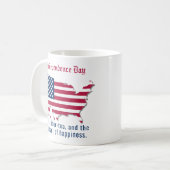 カスタム米国国旗、地図と独立の日レッドブルー コーヒーマグカップ (正面左)
