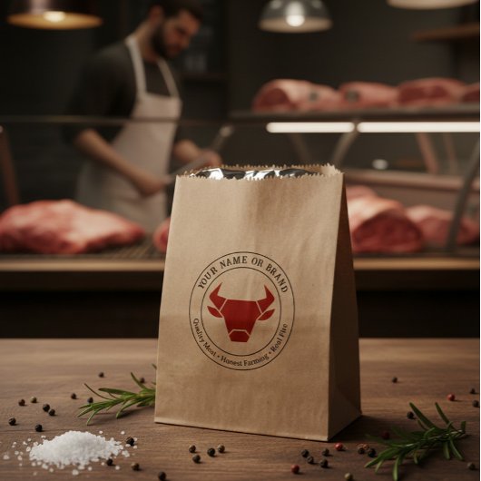 カスタム精肉店またはBBQビジネス ロゴ フェイバーバッグ