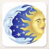 カスタム紙スクエアのコースター/太陽、月、星 スクエアペーパーコースター (正面)