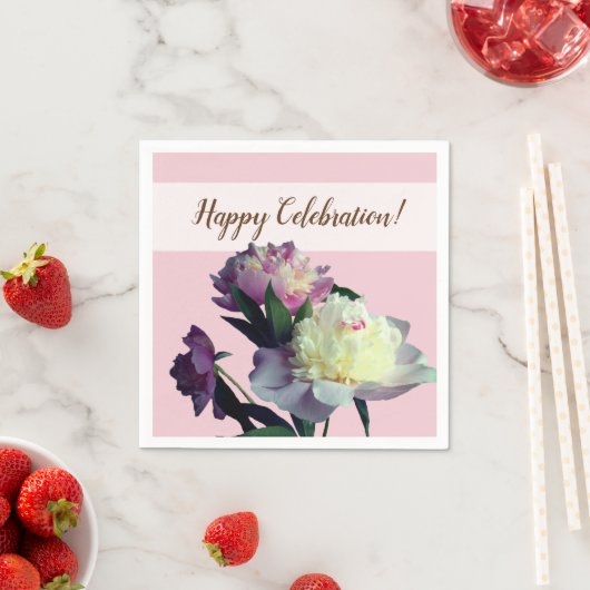 カスタム紙ナプキンズピンク牡丹の花 スタンダードカクテルナプキン (インサイチュ)