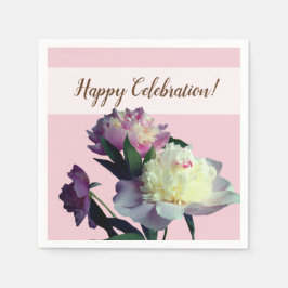 カスタム紙ナプキンズピンク牡丹の花 スタンダードカクテルナプキン