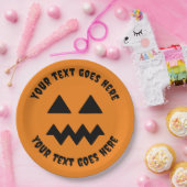 カスタム紙ハロウィーンパンプキンオレンジプレート-文字 ペーパープレート (パーティー)