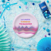 カスタム紙ピンクプレート波デザイン ペーパープレート (パーティー)