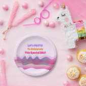 カスタム紙ピンクプレート波デザイン ペーパープレート (パーティー)