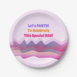 カスタム紙ピンクプレート波デザイン ペーパープレート