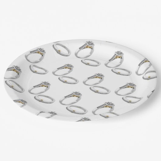 カスタム紙プレート**リングや輪結婚** ペーパープレート (アングル)