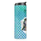 カスタム紙ホールフォトブルー水玉模様テンプレート タンブラー (回転左)