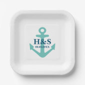 カスタム紙用プレート航海のビーチ結婚式 ペーパープレート (正面)