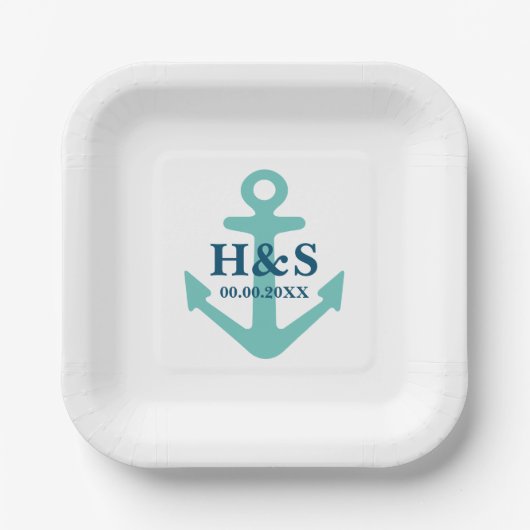 カスタム紙用プレート航海のビーチ結婚式 ペーパープレート (正面)