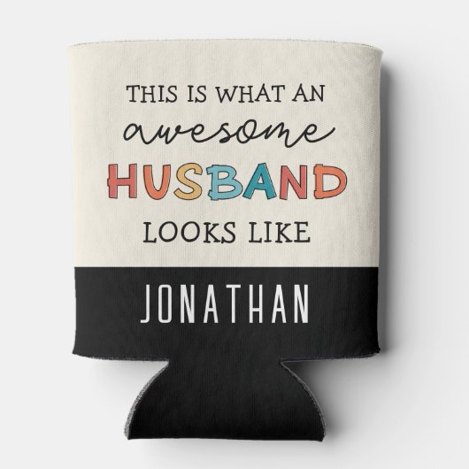 カスタム素晴らしおもしろい夫の贈り物 缶クーラー (裏面)